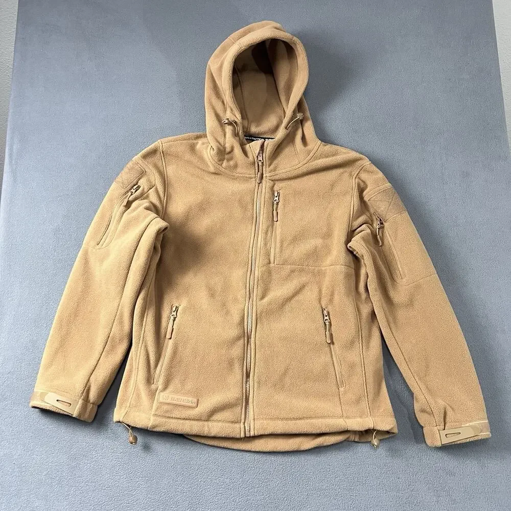 Baerskin Tactical Hoodie 4.0 Mens Large Beige Full Zip Up Fleece Military